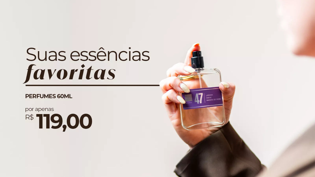 Suas essências favoritas: perfume 60ml por apenas R$ 98,00